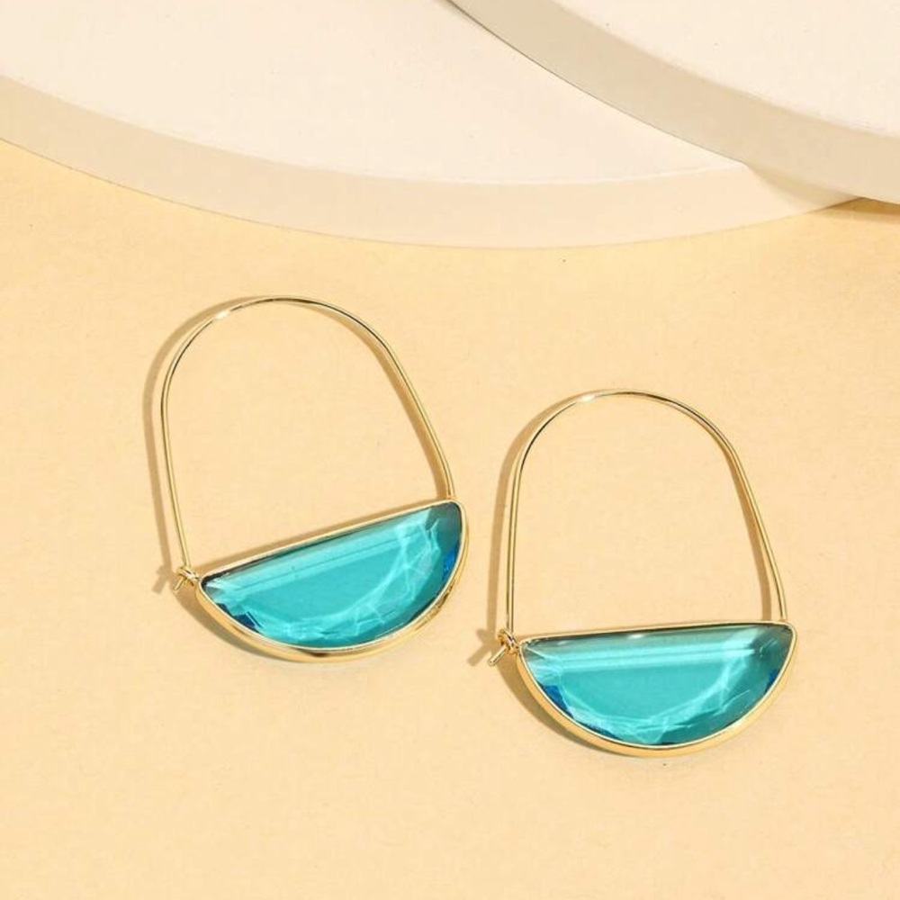 💎 Gemstone Hoop Earrings 💎 - Picture 4 of 6